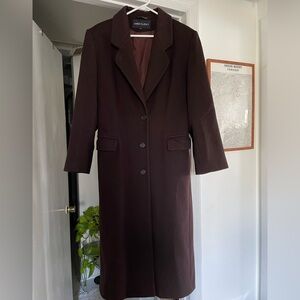 Anne Klein Long Brown Wool Coat